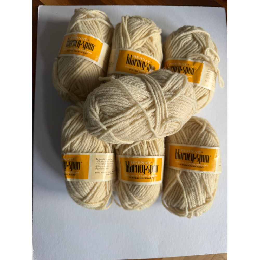 VTG Bernat Blarney Spun Irish Wool Yarn 50g/Skein Natural Knit Crochet 7 Skeins